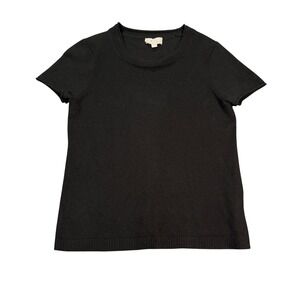 J.Crew Womens Black 100% Cashmere Short Sleeve Crewneck Sweater Size Small